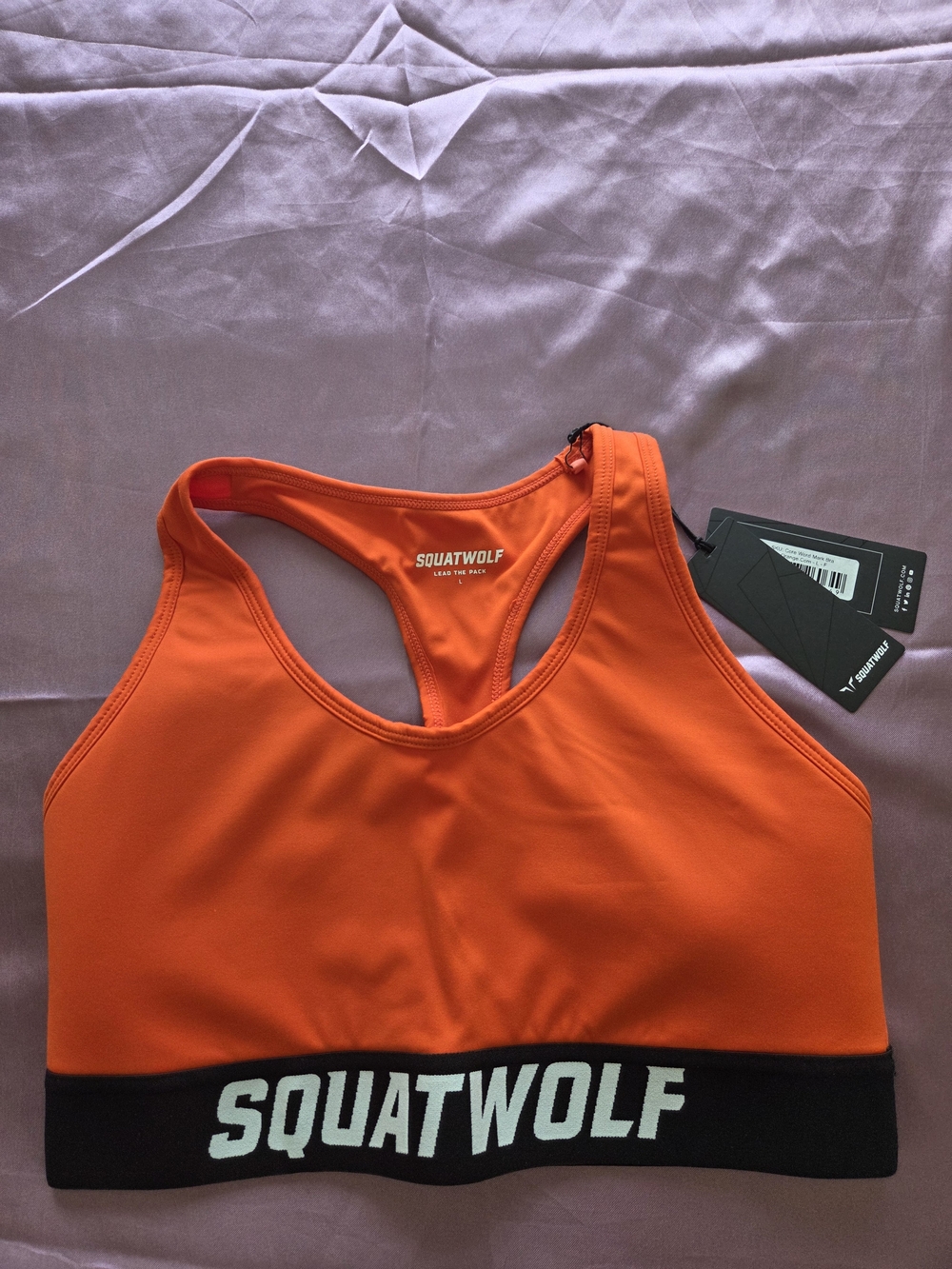 NWT Activewear Women's Orange Racerback Sports Bra SQUATWOLF size L